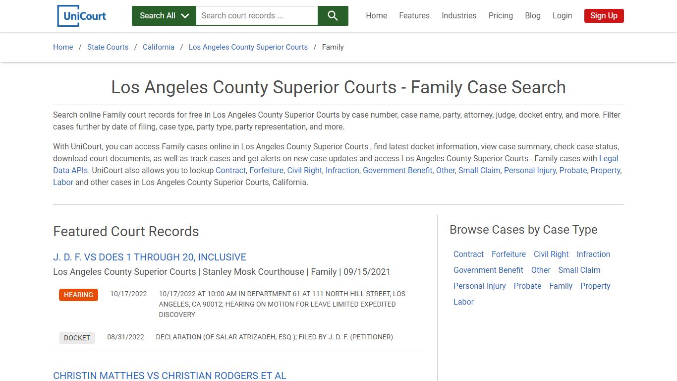 Los Angeles County Superior Courts - Family Case Search