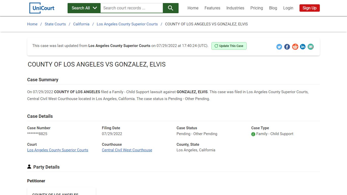 COUNTY OF LOS ANGELES VS GONZALEZ, ELVIS | Court Records - UniCourt